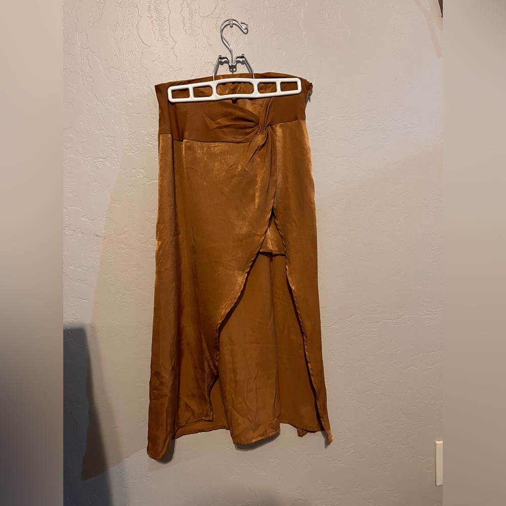 Satin Mustard maxi skirt